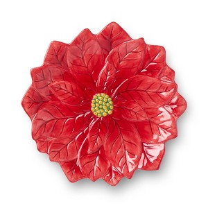 Certified International (Set of 4) 9" Winter Blooms 3D Poinsettia Dessert Plates - 1 of 4