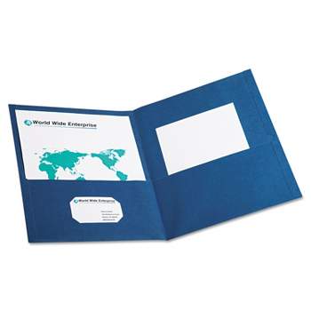 Oxford Twin-Pocket Folder Embossed Leather Grain Paper Blue 25/Box 57502