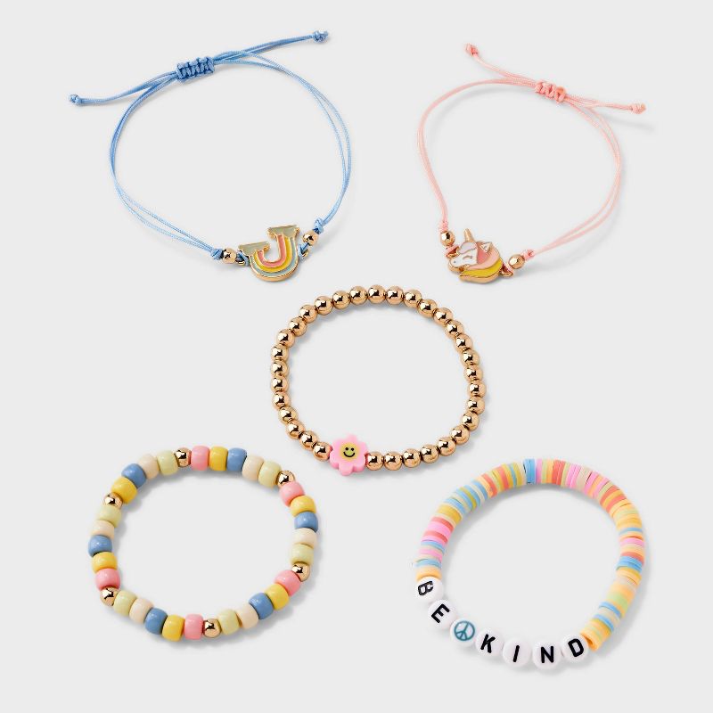 Girls&#39; 5pk Unicorn Rainbow Bracelet Set - Cat &#38; Jack&#8482;, 1 of 9