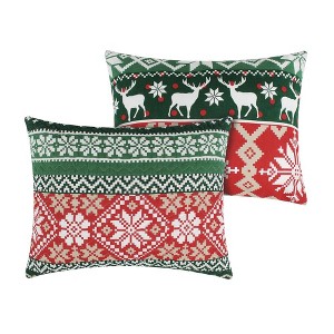 Greenland Home Fashion Fair Isle Ultra Soft & Comfortable Pillow Sham Red - 1 of 4