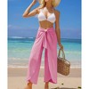 Amaryllis Women’s Tulip Hem Palazzo Pants Front Tie Detail High Waist Lightweight Draped Leg Flowy Resort Pants - 2 of 4