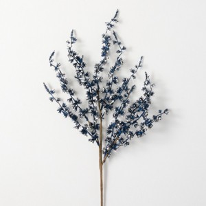 Artificial Blue Glittered Blossom Stem Blue 27"H - 1 of 2