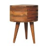 HomeRoots 20" Brown And Oak Solid Wood Oval Two Drawer Nightstand - 4 of 4