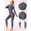 Allegra K Women's Stand Collar Ribbed One Piece Workout Fitness Full Body Shapers with Front Zipper - 3 of 4
