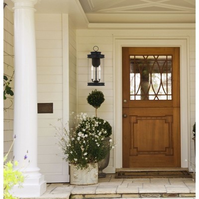 Matte Black 3-Light Outdoor Lantern Sconce with Clear Glass