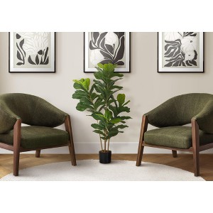 Artificial Plant, 41" Tall, Fiddle Tree, Indoor, Faux, Fake, Floor, Greenery, Potted, Real Touch, Decorative, Green Leaves, Black Pot - 1 of 1