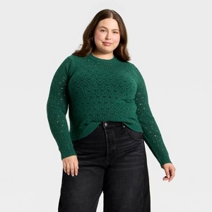 Women's Lace Crewneck Pullover Sweater - Universal Thread™ - 1 of 3