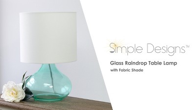 Clear Glass Gourd Nightstand Lamp with Gray Barrel Shade