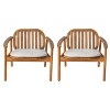2-Piece Acacia Wood Outdoor Club Chair Set with Cushions, Modern 30.75" Wide Patio Lounge Chairs-3irtyhousy - 3 of 4
