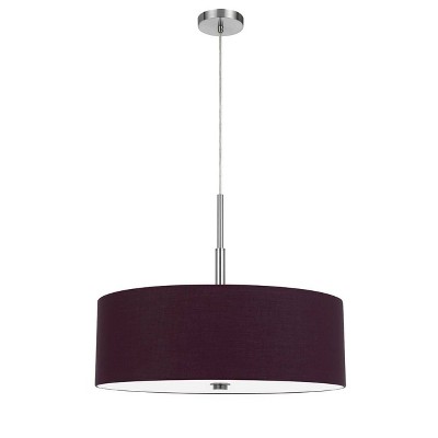 24" Lonoke Pendant Fixture with Hardback Linen Drum with Shade Plum - Cal Lighting