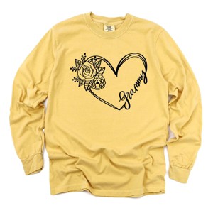 Simply Sage Market Grammy Heart Outline Garment Dyed Long Sleeve - 1 of 4