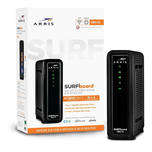 ARRIS SURFboard 16x4 DOCSIS 3.0 Wi-Fi Cable Modem, Model SBG10 (Black) - image 1 of 4