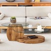 NicBex Modern Wood Grain Nesting Design Coffee Table with Double Glass Top,2-Layer Tea table Center Table for Living Room,Bedroom - 2 of 4