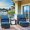 5 Pieces Wicker Garden Furniture Set,Patio Chairs with Cushions and Ottomans,Outdoor Patio Conversation Sets with for Poolside,Balcony-Coolbibila - 2 of 4