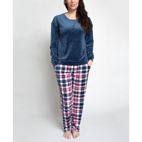 Muk Luks Womens Tall Silky Velour Pj Set - Navy, X Large Tall : Target