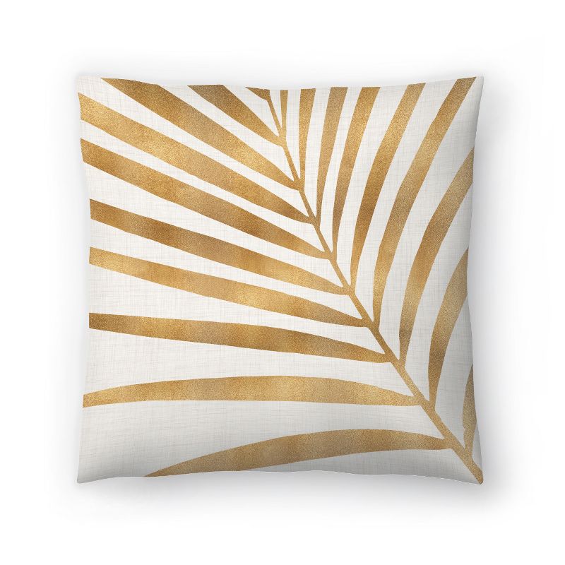 Americanflat Botanical Gold Palm Leaf By Modern Tropical Throw Pillow, 1 of 6