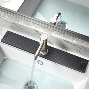 Kitchen/Bathroom Faucet Splash Guard - White Diatomite Mat, Fast Drying Water Absorbing Stone Tray for Sink Counter - 1 of 4