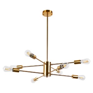 DORESshop 8-Light Modern Sputnik Chandelier Pendant Lighting Mid Century Gold Industrial Light Fixture for Living Room Dining Room - 1 of 4