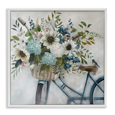 Stupell Industries Floral Bike Basket, 12" x 12"