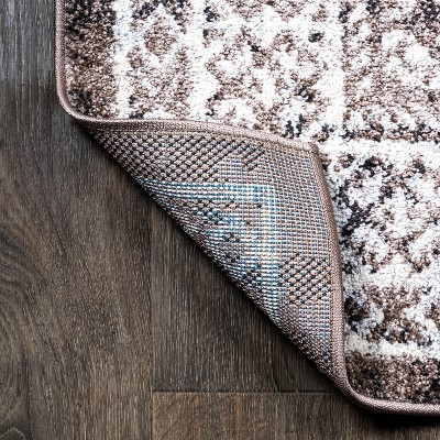 Modern Boho Medallion Washable Rug in Brown/Ivory - 3x5 Feet