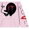 It Chapter 2 Pennywise Face & Balloon With Loser Sleeve Long Sleeve Cradle Pink Men's Hooded Sweatshirt - 2 of 2