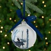 Northlight Moose Glass Christmas Ball Ornament - 4" - White and Blue - 2 of 4