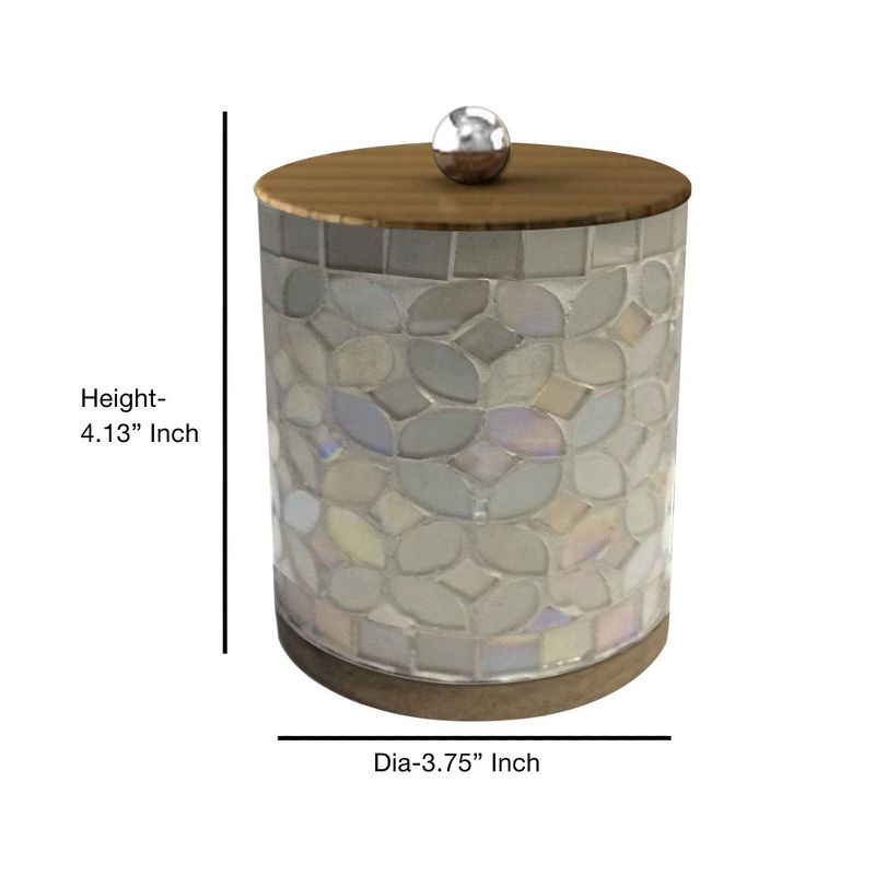 Pearl Escent Mosaic and Wood Trillium Q-Tip Jar - Nu Steel, 6 of 7