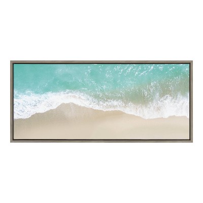 18" x 40" Sylvie Ocean Beach Fantasy by The Creative Bunch Studio Framed Wall Canvas Gray - Kate & Laurel All Things Decor