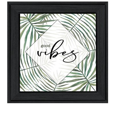 HomeRoots GOOD VIBES Black Framed Print Wall Art