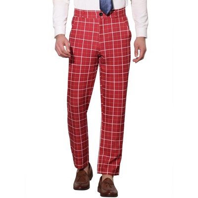 Lars Amadeus Men's Plaid Regular Fit Formal Business Dress Pants
