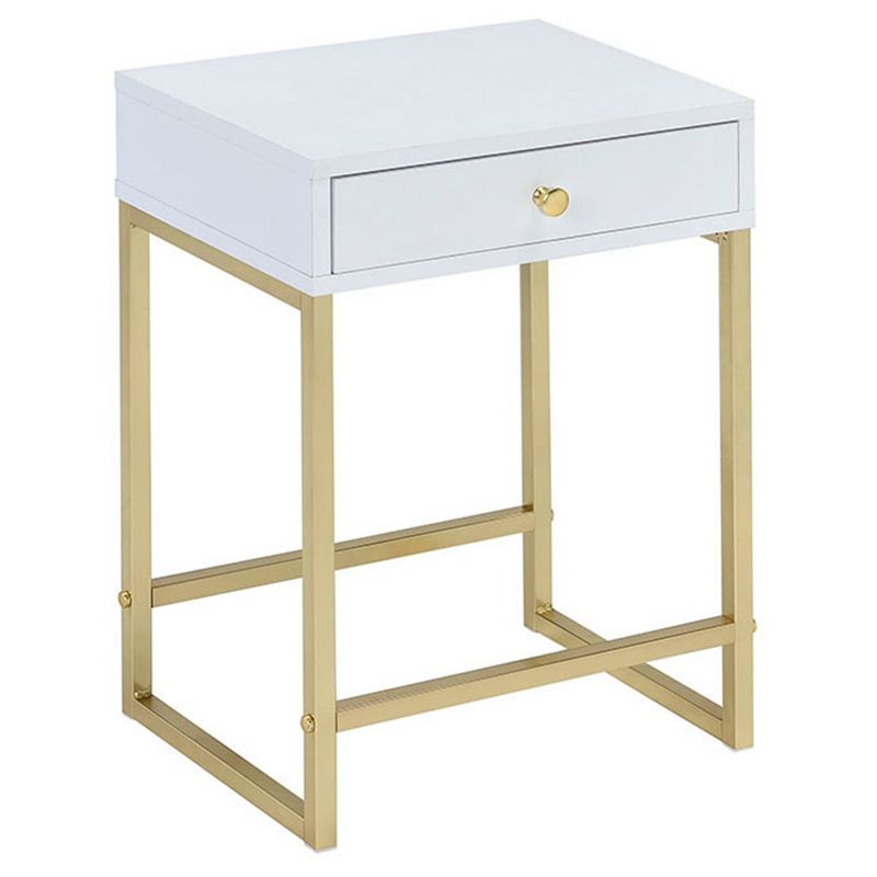 End Table White Brass - Acme Furniture, 1 of 5