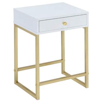End Table White Brass - Acme Furniture