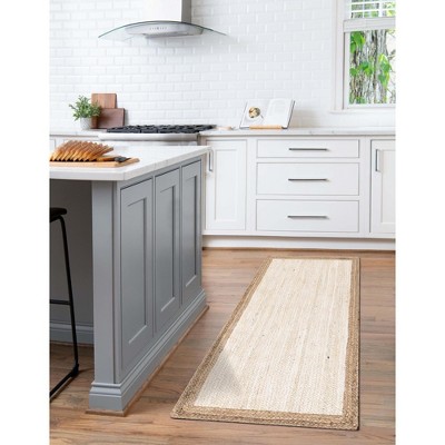 Handmade White Jute & Cotton Braided Runner Rug 2'7" x 6'1"