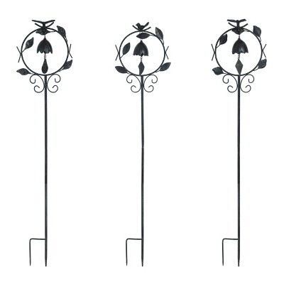 Transpac 43" Metal Chime Garden Yard Stakes Set of 3 Garden Decorations