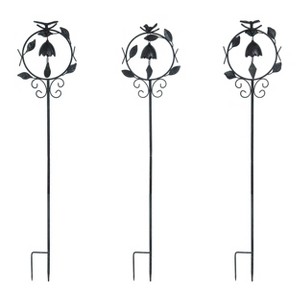 Transpac 43" Metal Chime Garden Yard Stakes Set of 3 Garden Decorations - 1 of 1