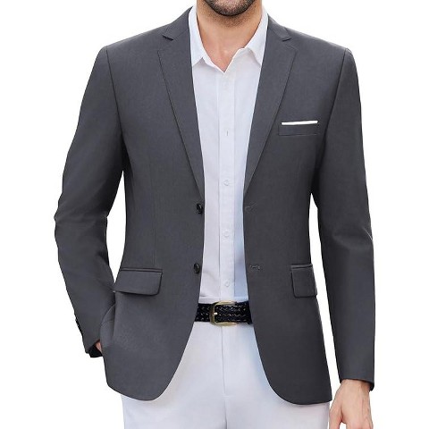 COOFANDY Mens Causal Blazer Two Button Suit Jackets Lightweight Slim Fit Sports Coats Dark Grey L