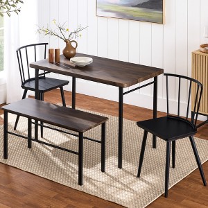 Best Choice Products 4-Piece Dining Kitchen Table Set w/ 2 Spindle-Back Chairs, Bench - 1 of 4