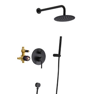 Sumerain Matte Black Shower Faucet Set,Black Shower System  with Rain Showerhead and Handheld Shower - 1 of 4
