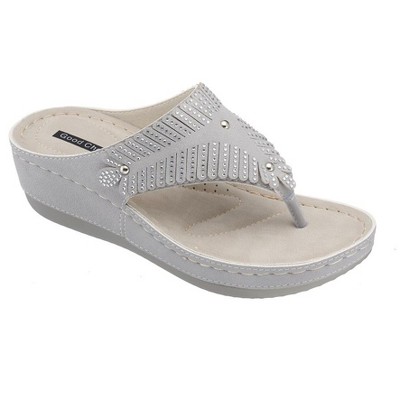 Gc Shoes Virginia Gray 8.5 Embellished Comfort Slide Wedge Sandals : Target