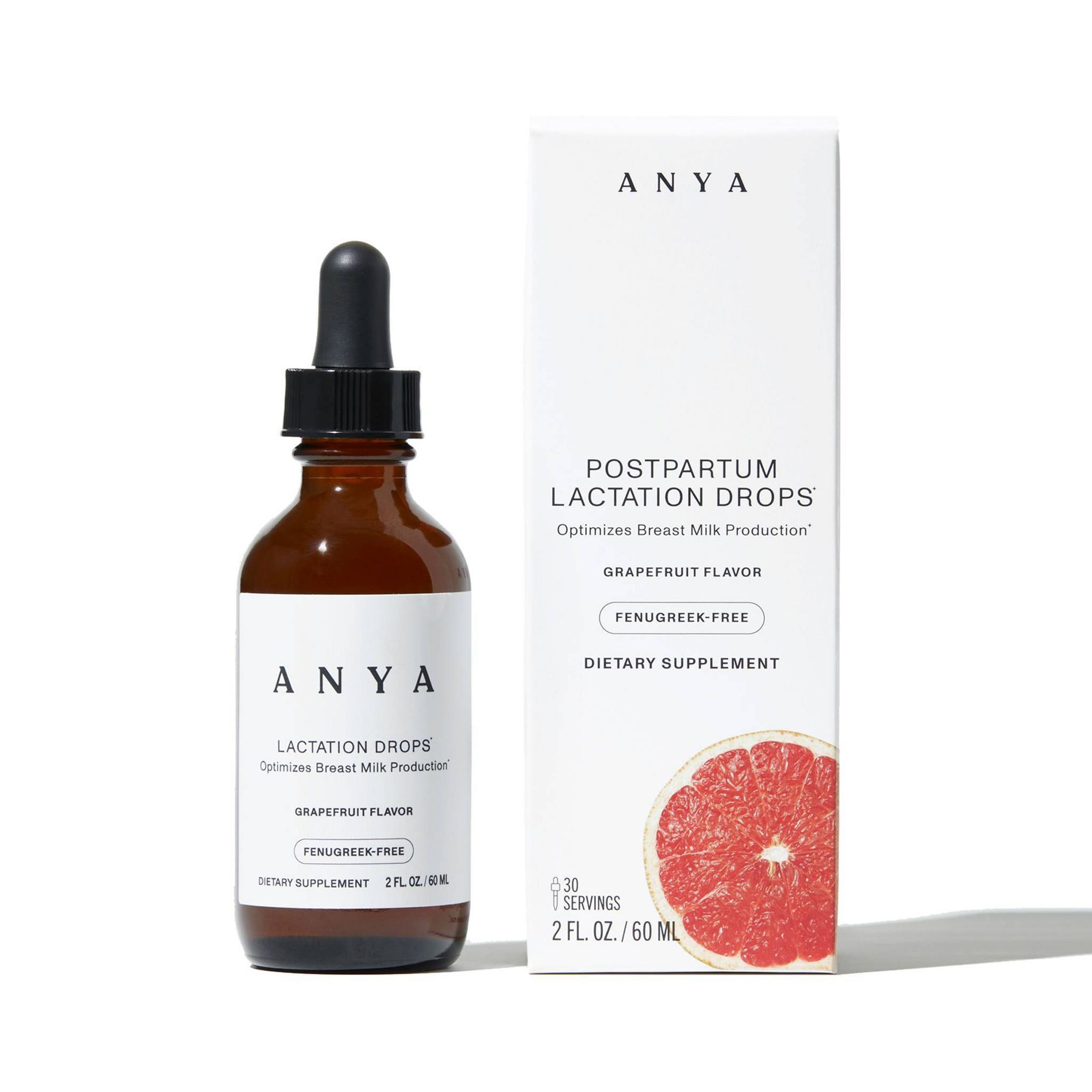 Anya Postpartum Lactation Drops Dietary Supplement Liquid Grapefruit - 2 fl oz