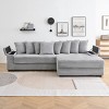 Corduroy Sofa with Cup Holders and Storage Armrests,L-Shaped Sofa with Reversible Chaise and Pillows,4 Seat Sofa for Living Room-Coolbibila - 2 of 4