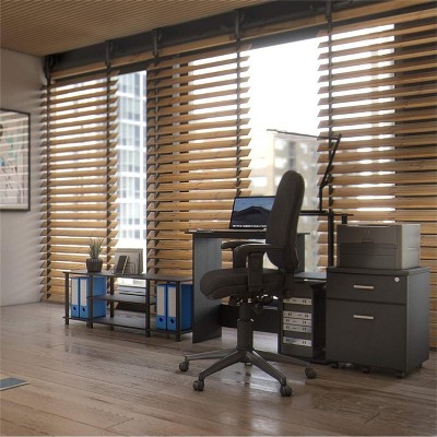 Americano Black Wood Laptop Desk with Drawer and Shelves
