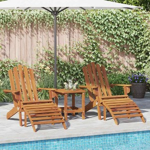 Garden Chair Set of 2 Natural Solid Acacia wood Medium Foldable vidaXL - 1 of 4