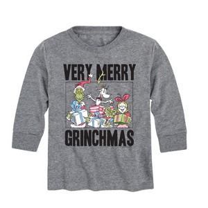 Boys' - Dr. Seuss - Very Merry Grinchmas Grinch, Cindy Lou, and Max Long Sleeve Graphic T-Shirt - 1 of 4