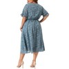 Agnes Orinda Women's Plus Size Elegant Lace Floral Ruffle Short Sleeve V Neck Trendy Tunic Dresses - 4 of 4