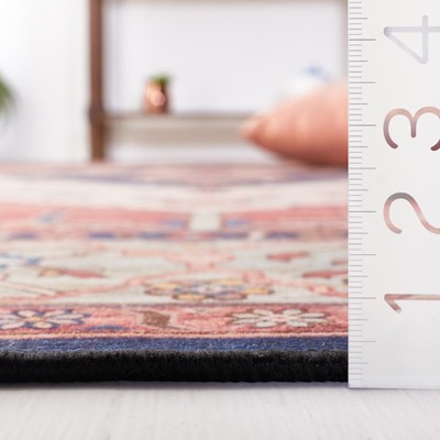 Tucson 5' x 8' Blue and Rust Machine Washable Area Rug
