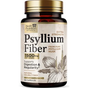 High Absorption Psyllium Husk Fiber Caps 1500 mg, Natural Soluble Fiber Capsules - 120 Capsules;180 Capsules - 1 of 4