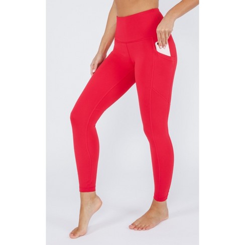 90 Degree By Reflex Womens High Waist High Shine Faux Leather Disco Ankle  Legging - Scorpio Red - Small : Target