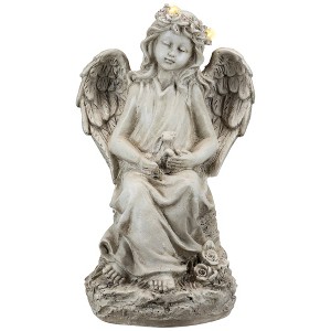 Northlight LED Lighted Angel With Rabbit Outdoor Garden Statue - 12" - 1 of 4
