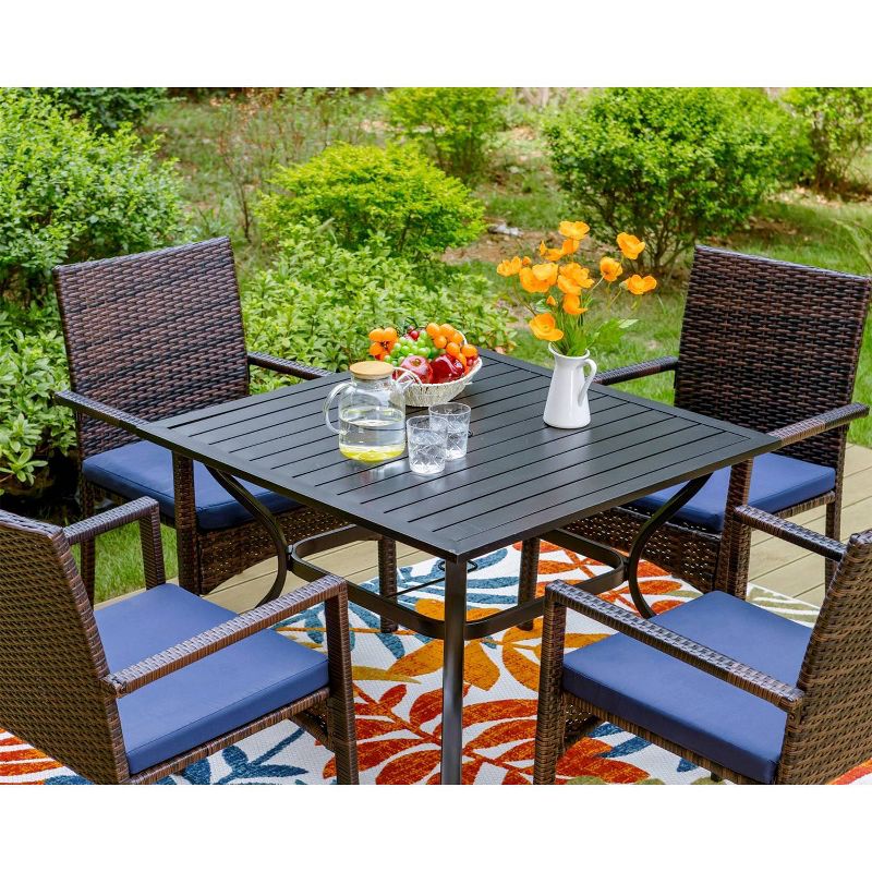 5pc Patio Dining Set with Square Metal Table &#38; 4 PE Rattan Chairs - Captiva Designs, 5 of 9